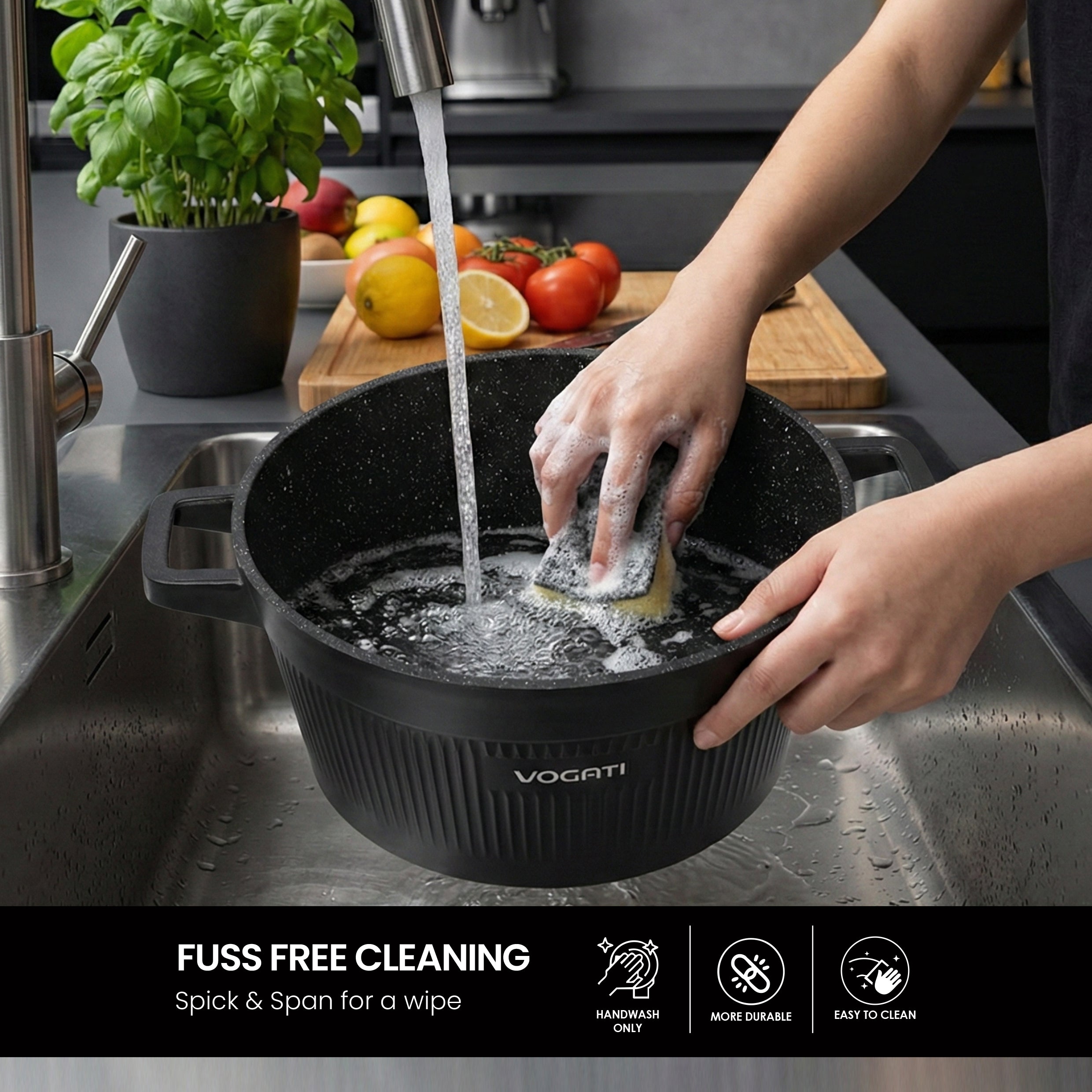 VOGATI ERK SERIES 10PCS TITANIUM GRANITE COATING NON STICK INDUCTION COOKWARE SET - INCLUDING 20CM, 24CM, 28CM AND 32CM SIZES OF NONSTICK GRANITE COATING CASSEROLE + 28CM SHALLOW CASSEROLE ( 100% PFOA FREE )