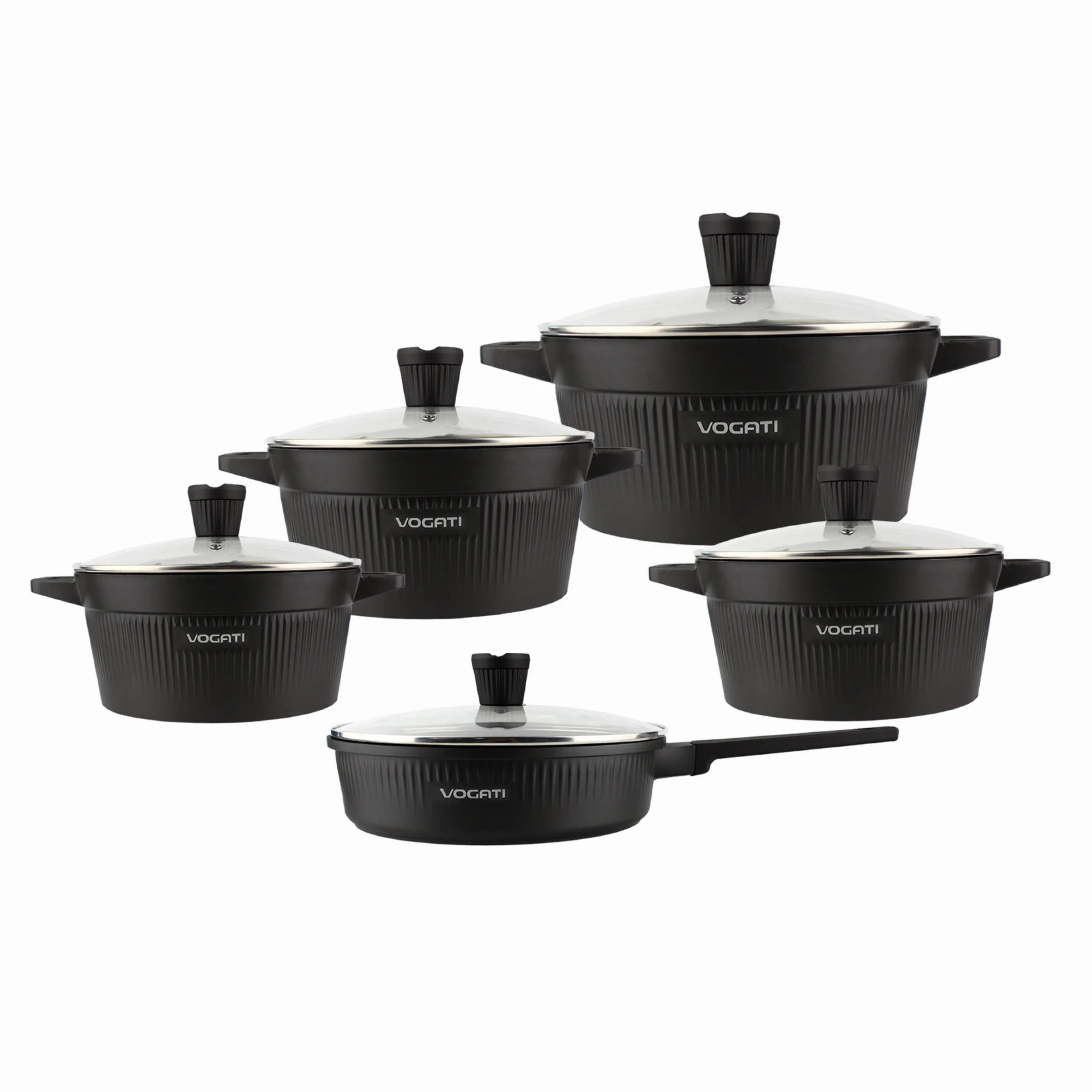 VOGATI CLASSIC PRO SERIES 10PCS TITANIUM GRANITE COATING NON STICK COOKWARE SET - INCLUDING 20/24/28/30CM CASSEROLE + 28CM SHALLOW CASSEROLE
