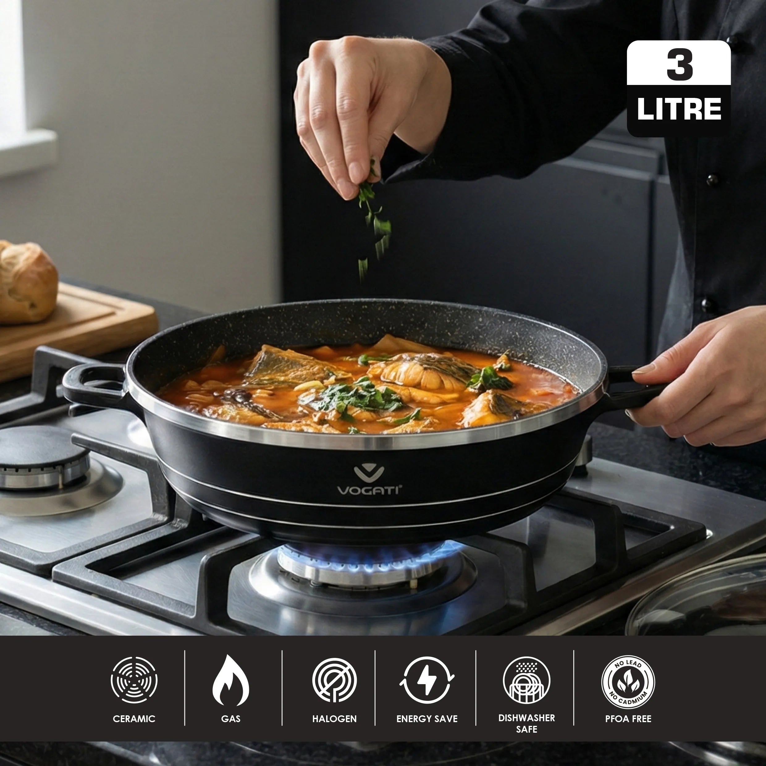VOGATI Classic Series Non-Stick Shallow Casserole (Titanium Granite Coating) CW-SP-SH