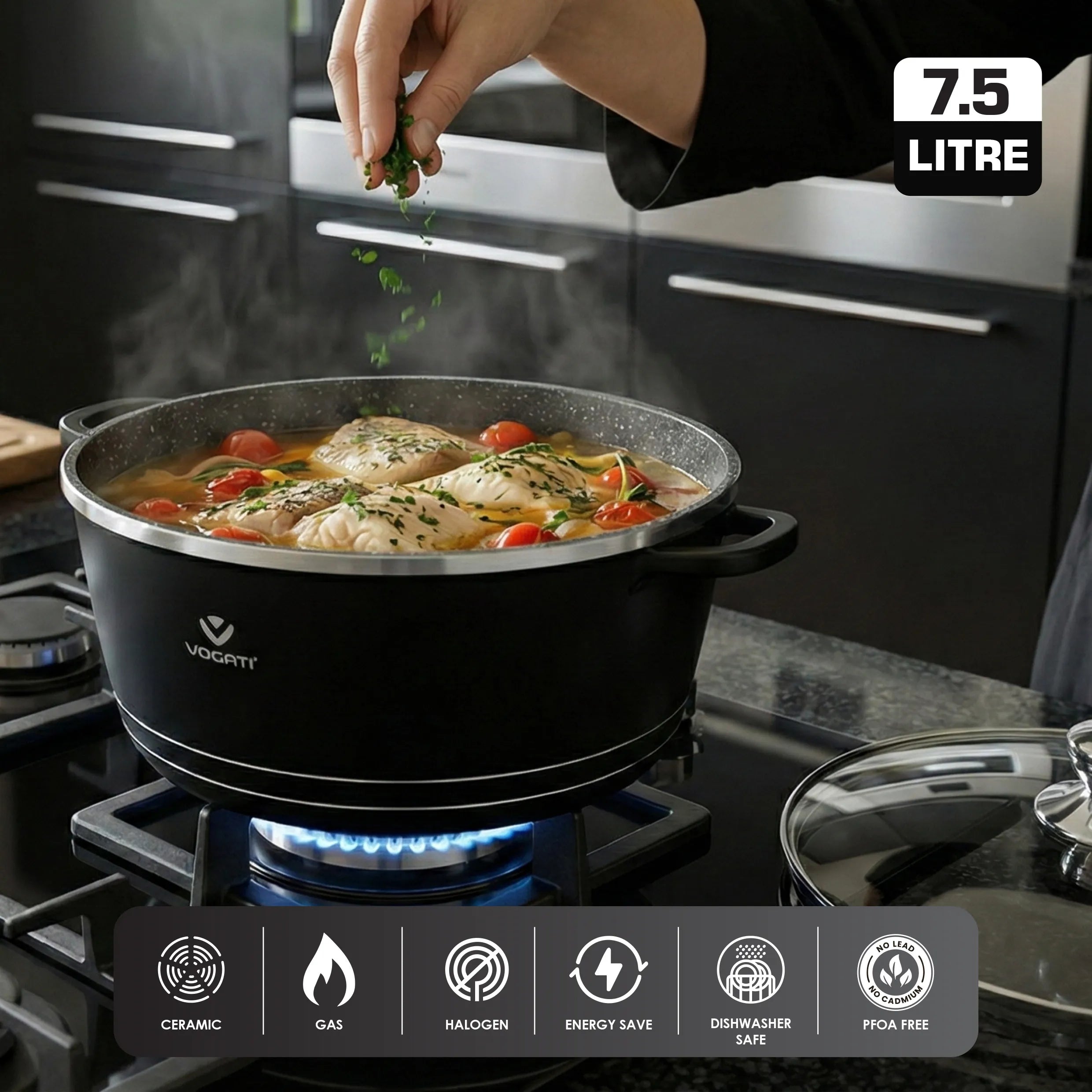 VOGATI Classic Series Titanium Granite Non-Stick Cookware Set 8 Piece Set CW-SP8S