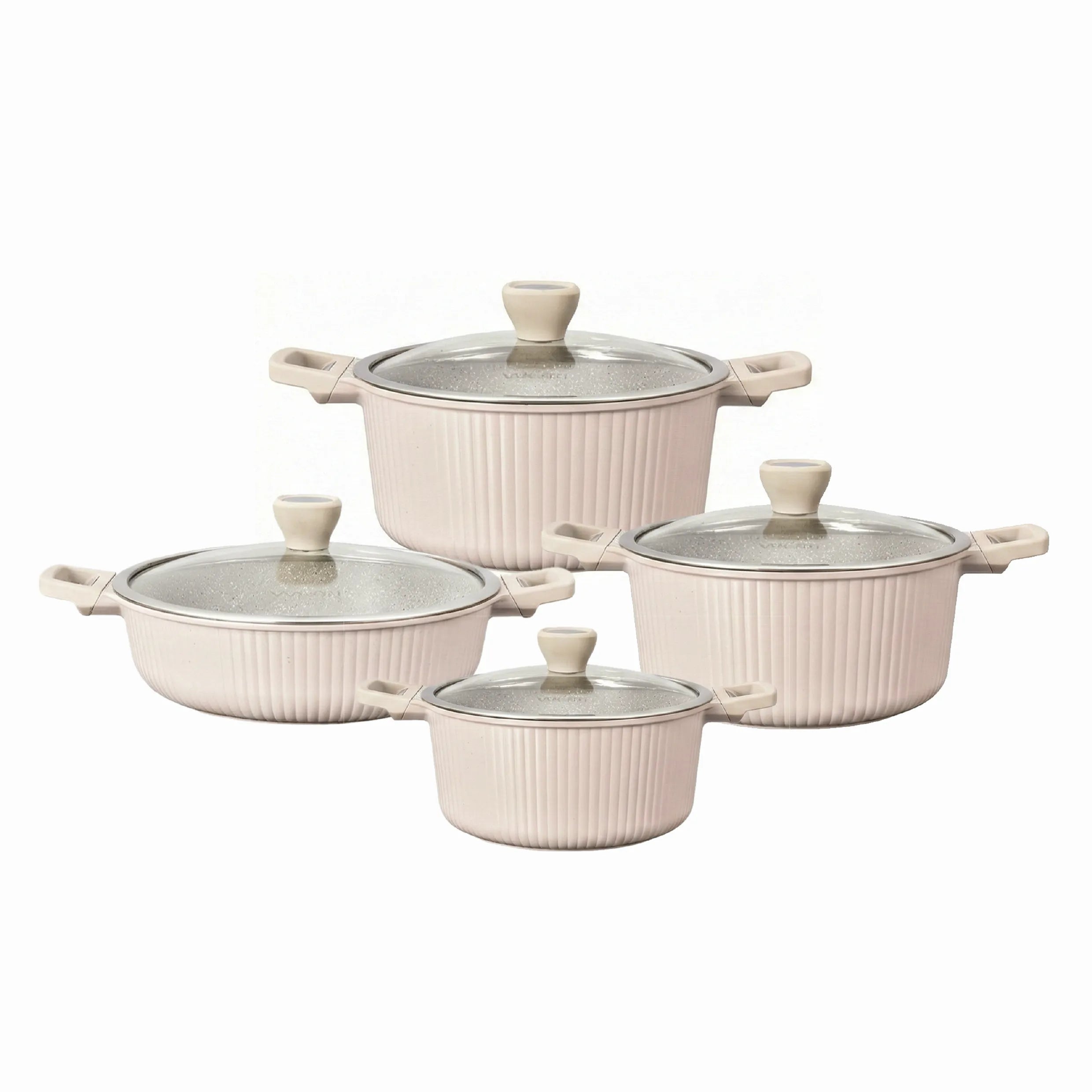 VOGATI MONACO SERIES 8PCS TITANIUM GRANITE COATING NON STICK INDUCTION COOKWARE SET - INCLUDING 20/24/28CM CASSEROLE + 28CM SHALLOW CASSEROLE (100% PFOA FREE)   (CW-SRP8S)