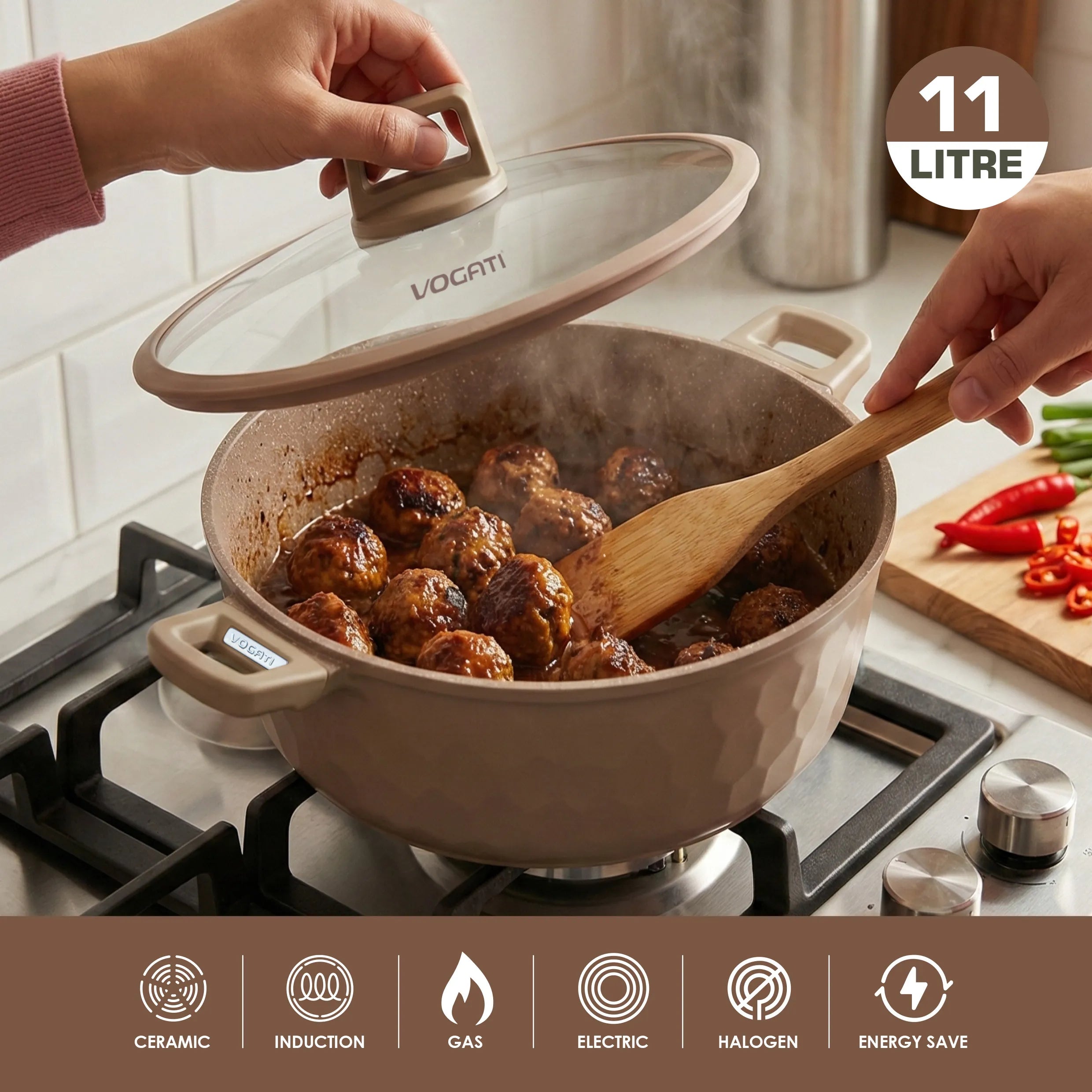 VOGATI Milan Series 8 PCS Non-Stick Induction Cookware Set (24/28/32 cm) - CW-STN8B