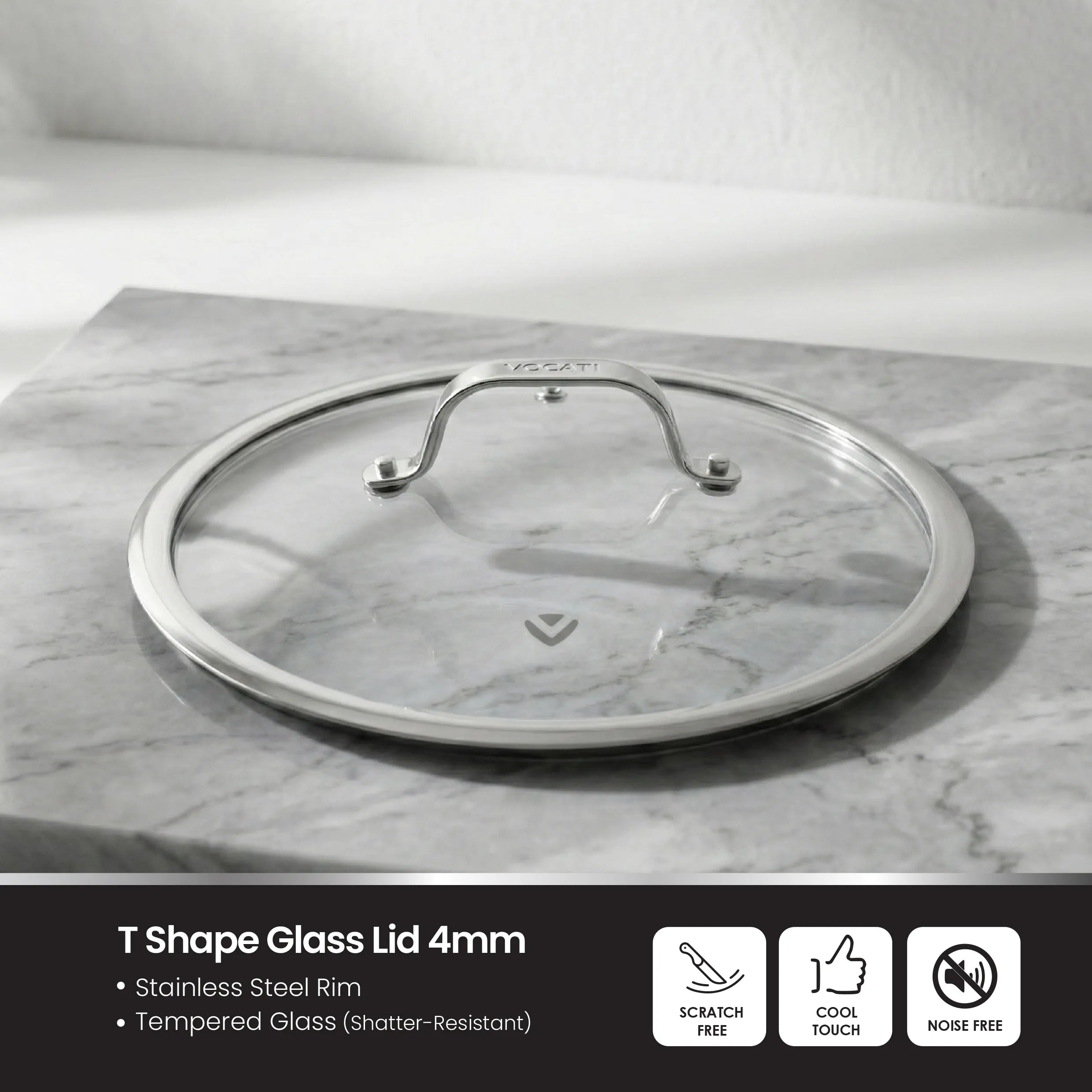 VOGATI Stainless Steel Fry Pan with Glass Lid (18/10) - CW-STS-F24
