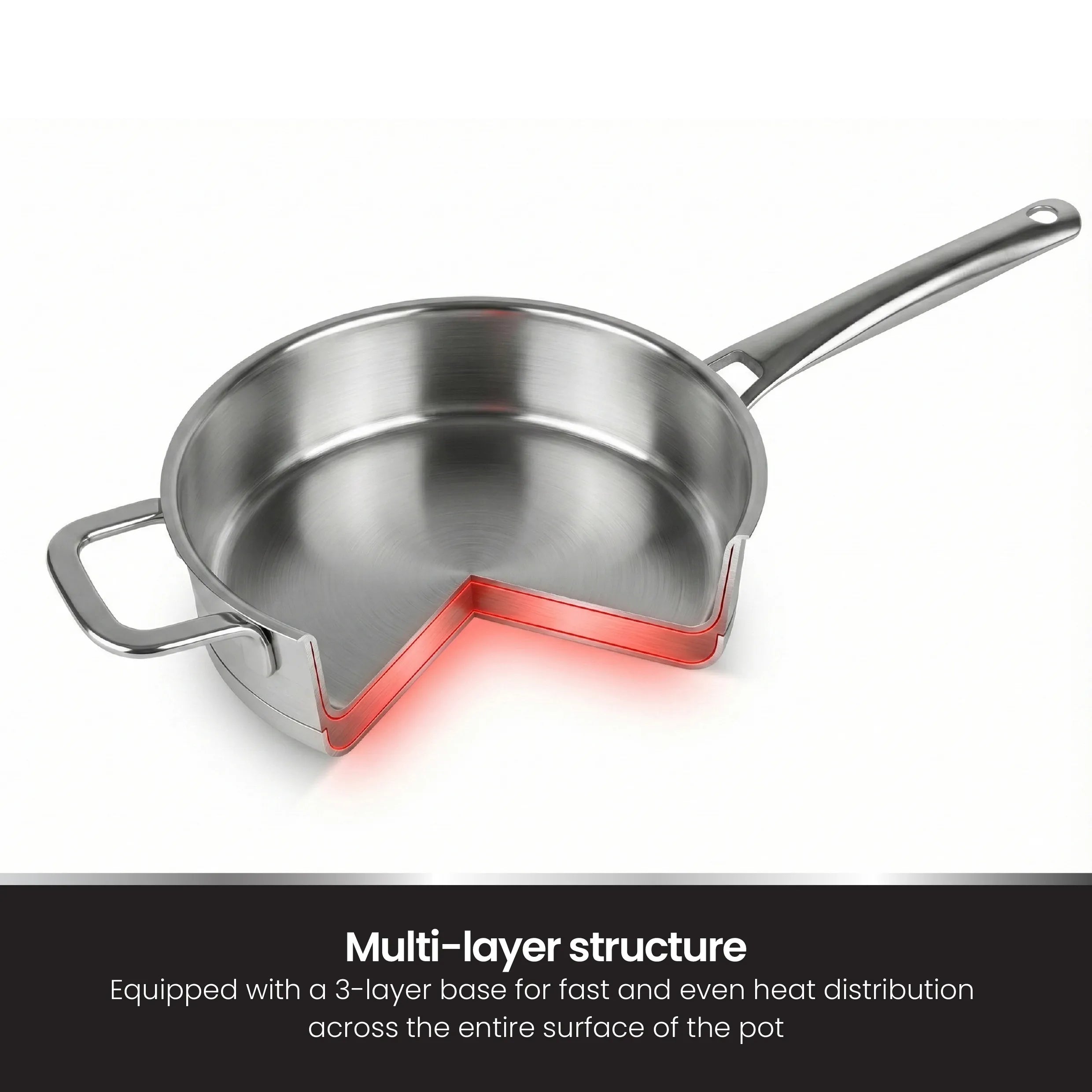 VOGATI Stainless Steel Fry Pan with Glass Lid (18/10) - CW-STS-F24