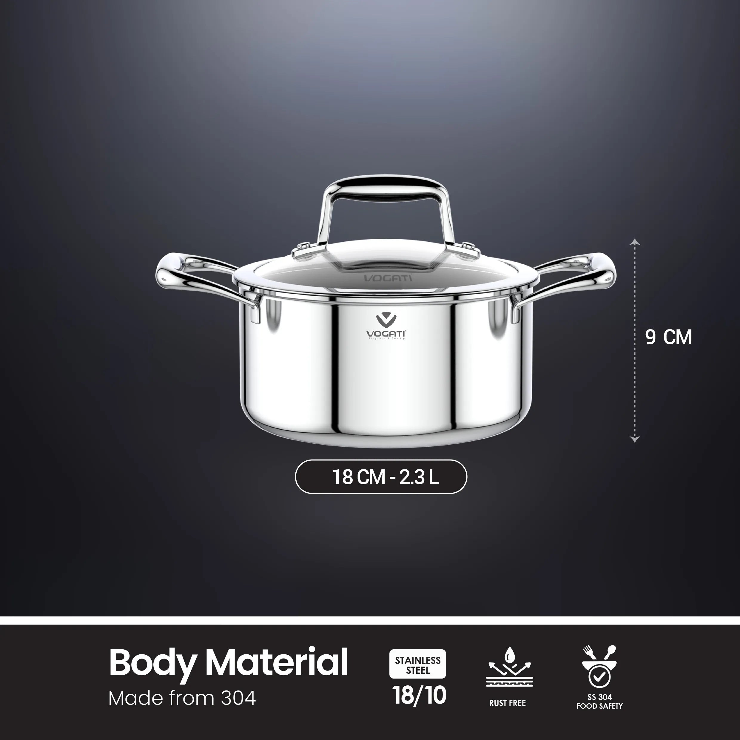 VOGATI Tri-Ply Stainless Steel Casserole (CW-TRI-C)