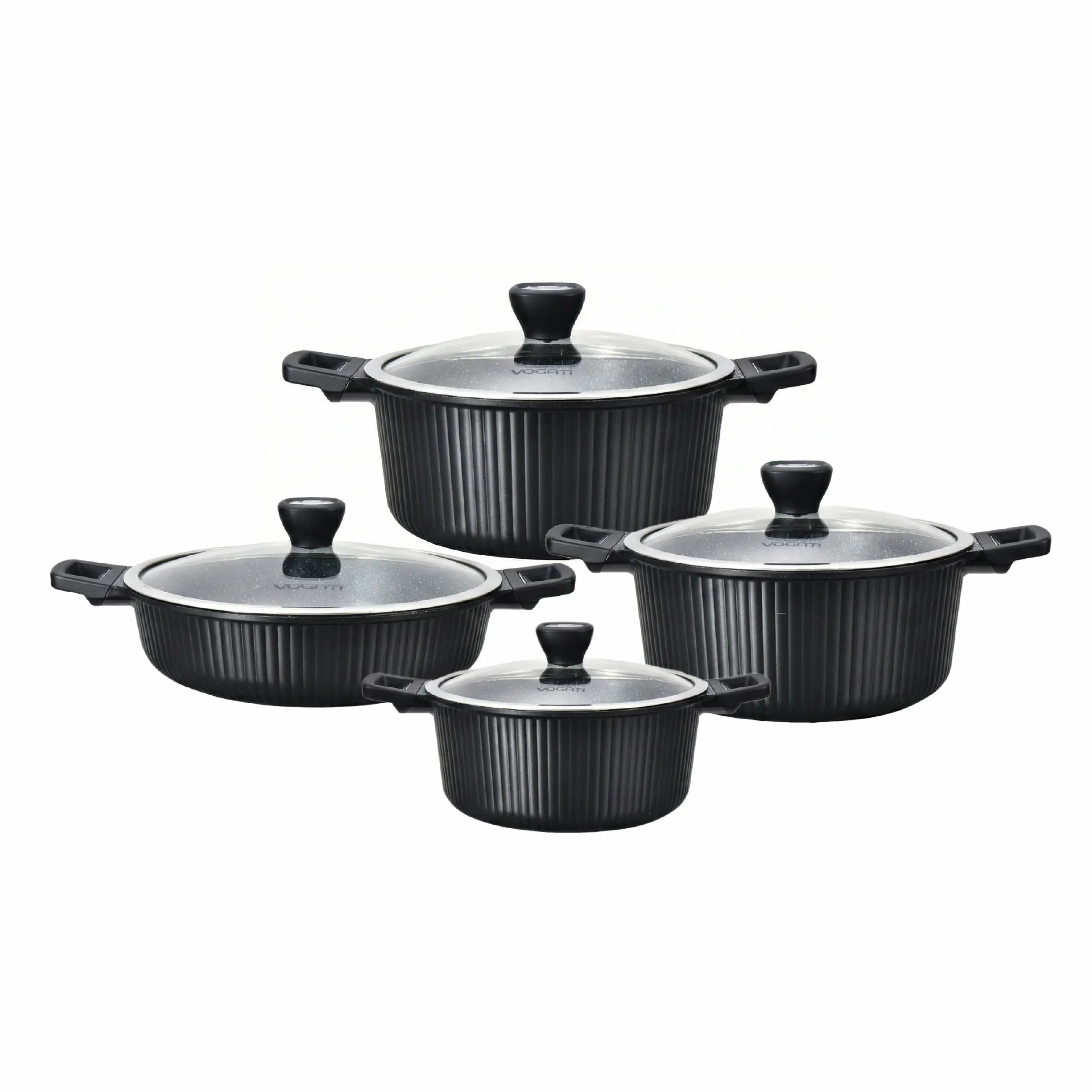 VOGATI MONACO SERIES 8PCS TITANIUM GRANITE COATING NON STICK INDUCTION COOKWARE SET - INCLUDING 20/24/28CM CASSEROLE + 28CM SHALLOW CASSEROLE (100% PFOA FREE)   (CW-SRP8S)