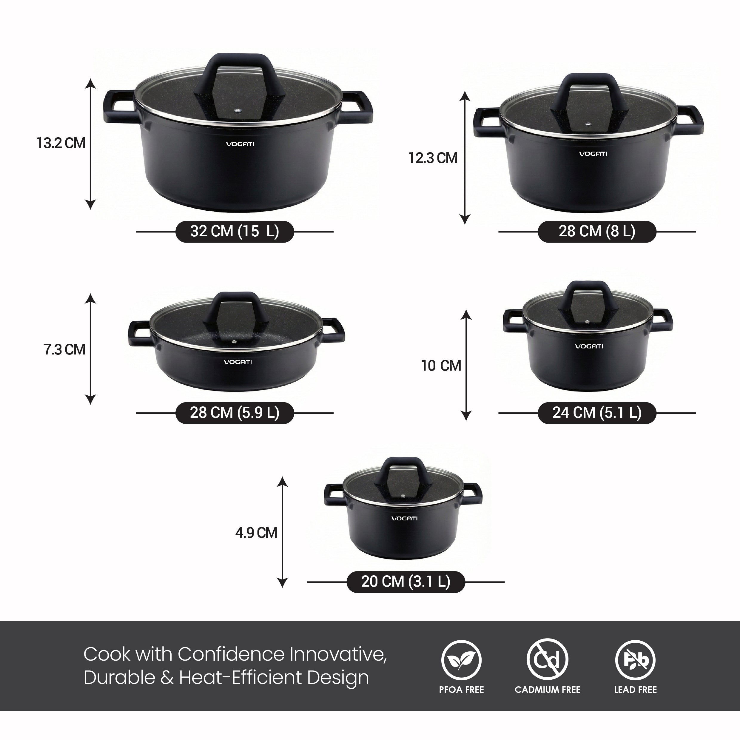 Vogati Florence series die cast, Florence Series 10-Piece Cookware Set