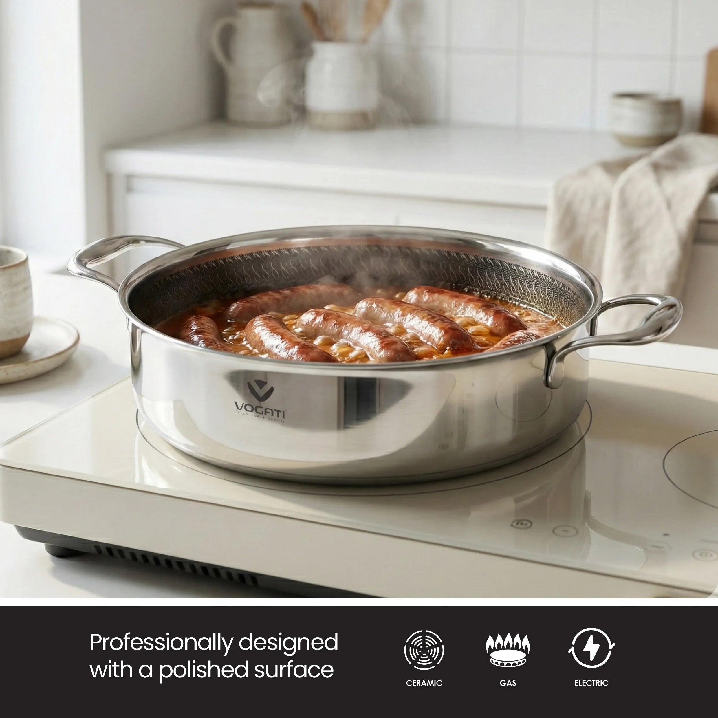 VOGATI Tri-Ply Stainless Steel 8 PCS Cookware Set (CW-TRI-8B)