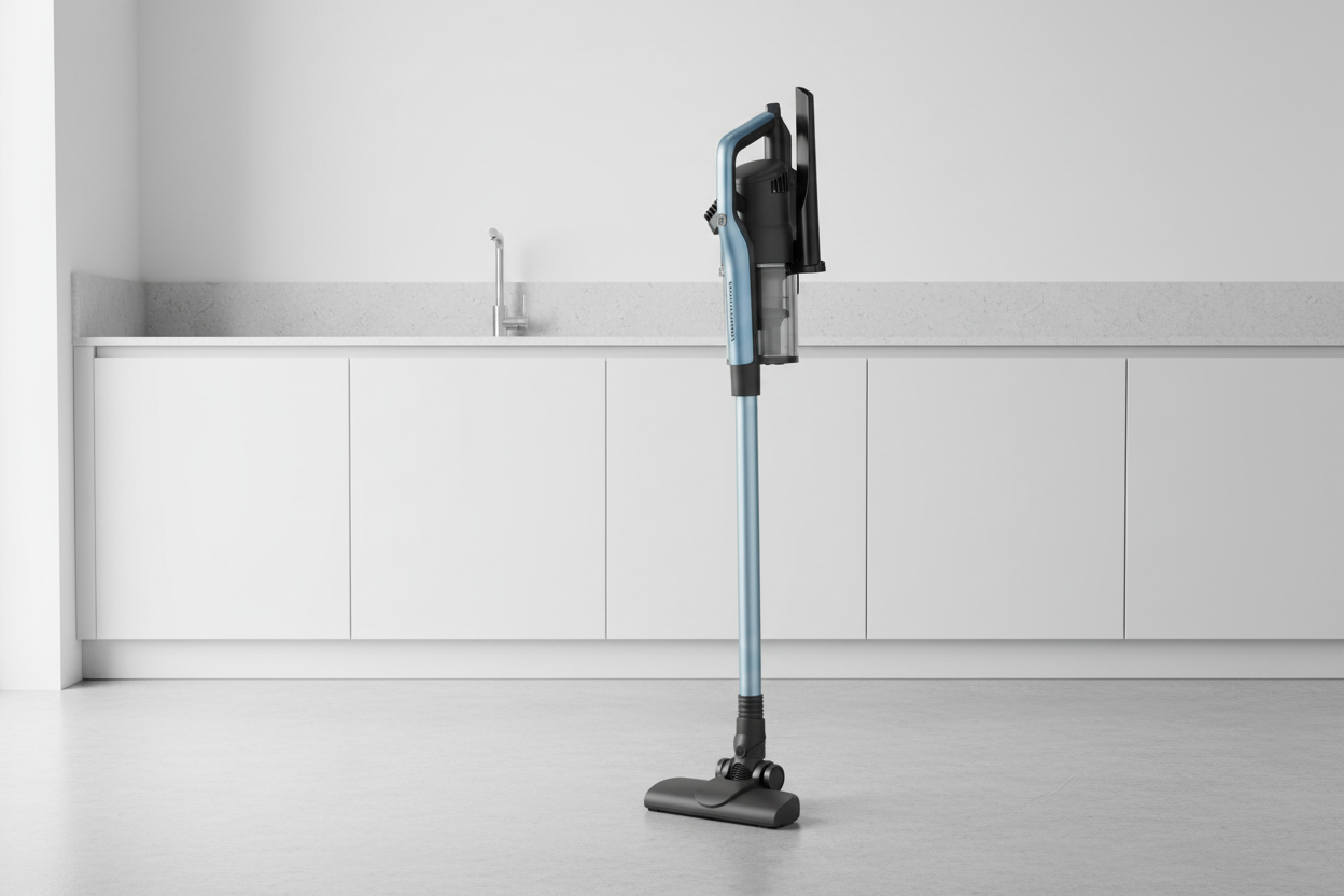 Vogatronix vacuum cleaner on a white background with blue accents