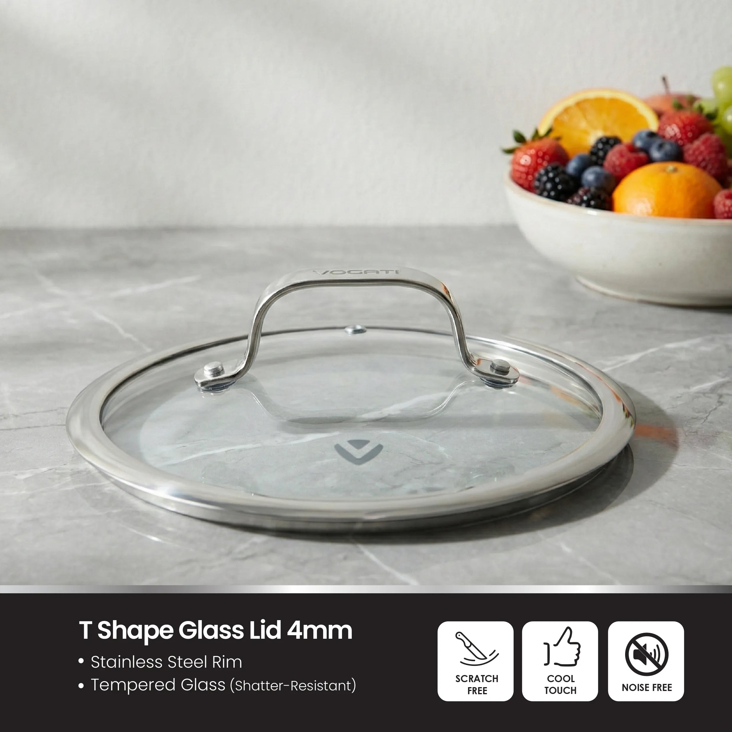 VOGATI SAUCEPAN 16CM STAINLESS STEEL 18/10 (1 LITRES) WITH GLASS LID -WELDED HANDLE-INDUCTION COMPATIBLE COVERED PAN- SAUCEPAN - (100% PFOA FREE)